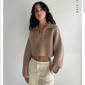 Oak & Fort Collared Cropped Sweater